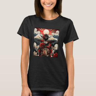 Japanse kunst zonsondergang Mountain Floral Geish T-shirt