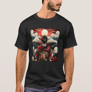 Japanse kunst zonsondergang Mountain Floral Geish T-shirt