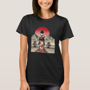 Japanse kunst zonsondergang Mountain Floral Geish T-shirt