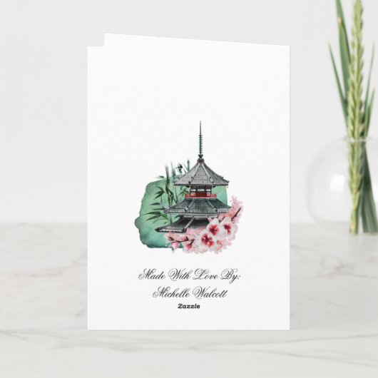 Japanse kunstdroom bedankkaart (Achterkant)