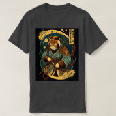 Japanse kunstkat Ninja Ukiyoe Samurai Cat T-shirt (Design voorkant)