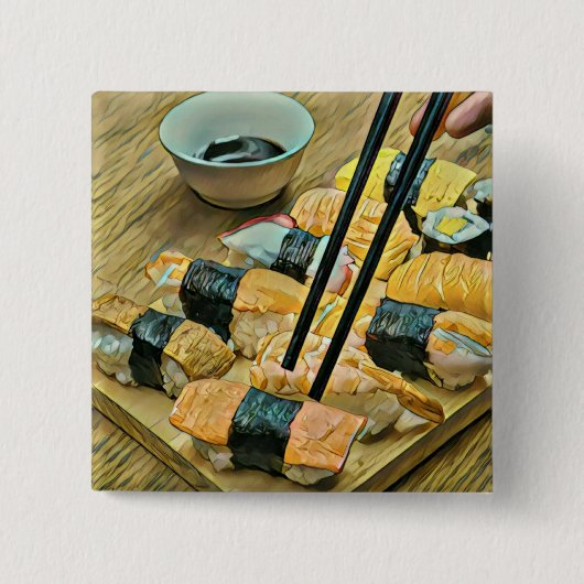 Japanse kunstminnaar vierkante button 5,1 cm (Voorkant)