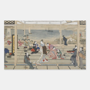 Japanse Kunststickers van Utamaro Rechthoekige Sticker