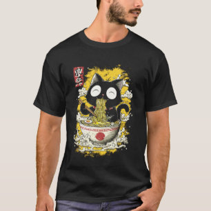 Japanse Kunststijl Kitten Cute Babykat Eet Ram T-shirt