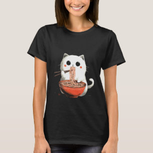 Japanse Kunststijl Mooie Babykat Eet Ramen Noedel T-shirt