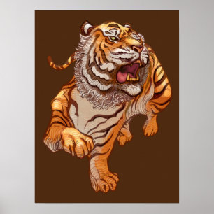 Japanse kunststijl tijger poster