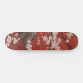 Japanse kunststijl Witte Kersenbloesem Rood Persoonlijk Skateboard (Horizontaal)