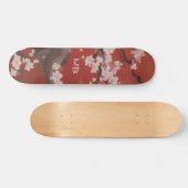 Japanse kunststijl Witte Kersenbloesem Rood Persoonlijk Skateboard (Horizontaal)