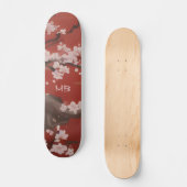 Japanse kunststijl Witte Kersenbloesem Rood Persoonlijk Skateboard (Voorkant)