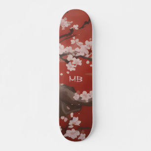 Japanse kunststijl Witte Kersenbloesem Rood Persoonlijk Skateboard