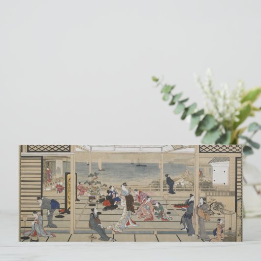 Japanse kunstuitnodigingen van Utamaro Kaart (Staand voorkant)