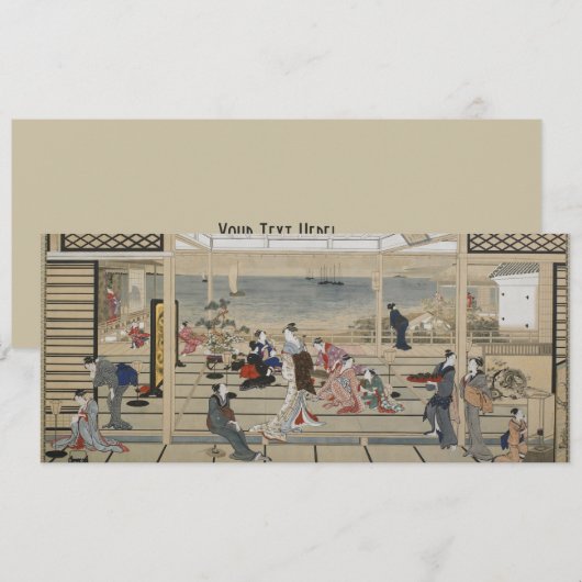 Japanse kunstuitnodigingen van Utamaro Kaart (Voorkant / Achterkant)