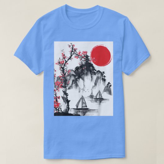 Japanse kunstvogelboom bloeit esthetische overloop t-shirt (Design voorkant)
