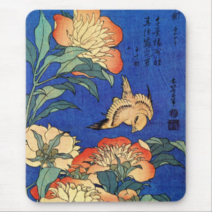 Japanse kunstvogels en bloemen muismat
