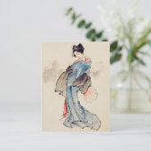  Japanse kunstvrouw in een Kimono Briefkaart (Staand voorkant)