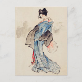 Japanse kunstvrouw in een Kimono Briefkaart