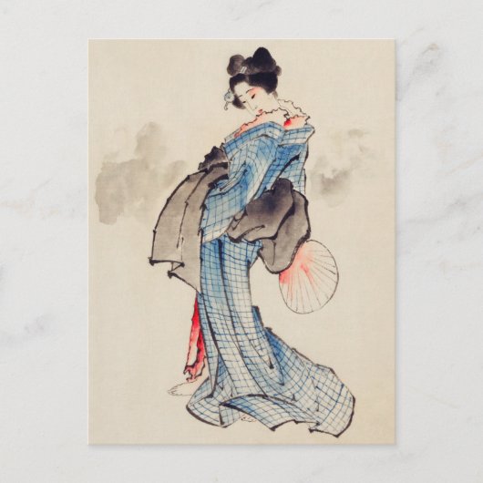  Japanse kunstvrouw in een Kimono Briefkaart (Voorkant)