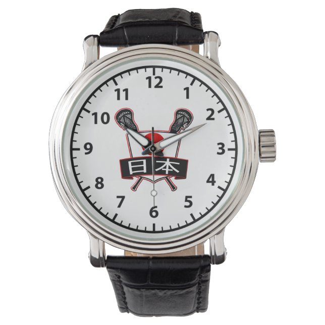 Japanse Lacrosse Logo Horloge (Voorkant)