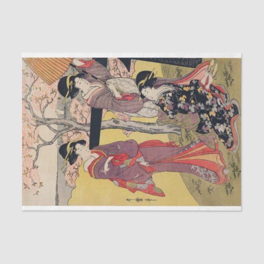 JAPANSE LADIES MET CHERRY BLOSSOM-weefsel Tissuepapier (Voorkant)