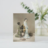 Japanse Lady Geisha Aziatische kunst Briefkaart (Staand voorkant)