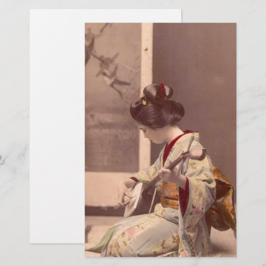 Japanse Lady Geisha Aziatische  kunst Briefpapier (Voorkant / Achterkant)