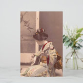 Japanse Lady Geisha Aziatische  kunst Briefpapier (Staand voorkant)