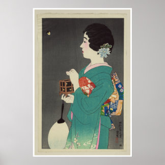 Japanse Lady Holding Cage of Fireflies - 1931 Poster