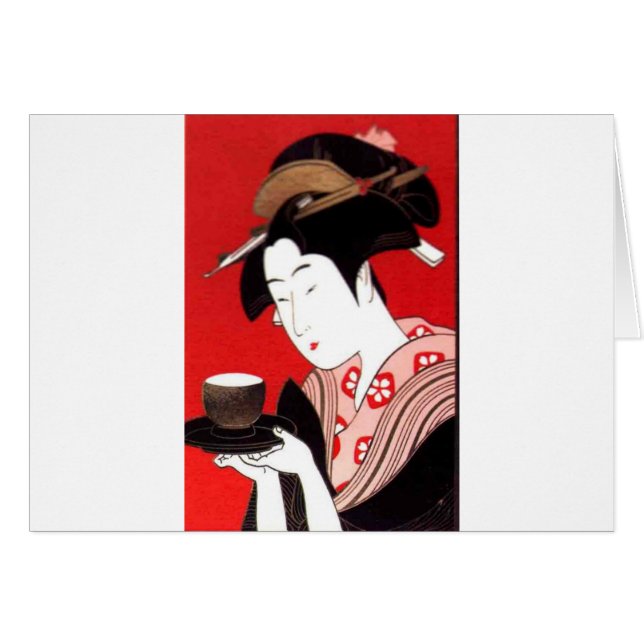 Japanse Lady Tea Serving Ceremony Art Print (Voorkant Horizontaal)