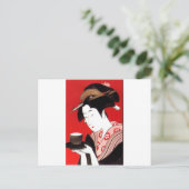 Japanse Lady Tea Serving Ceremony Art Print Briefkaart (Staand voorkant)