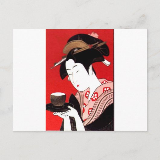 Japanse Lady Tea Serving Ceremony Art Print Briefkaart (Voorkant)