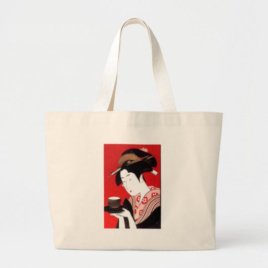 Japanse Lady Tea Serving Ceremony Art Print Grote Tote Bag (Voorkant)