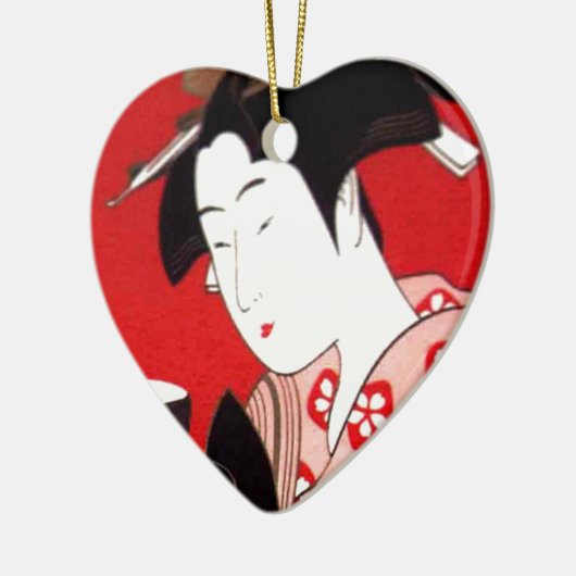 Japanse Lady Tea Serving Ceremony Art Print Keramisch Ornament (Links)