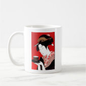 Japanse Lady Tea Serving Ceremony Art Print Koffiemok (Links)