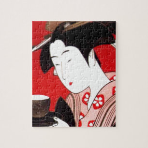 Japanse Lady Tea Serving Ceremony Art Print Legpuzzel