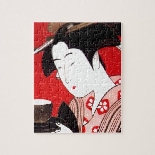 Japanse Lady Tea Serving Ceremony Art Print Legpuzzel (Verticaal)