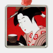 Japanse Lady Tea Serving Ceremony Art Print Metalen Ornament (Voorkant)