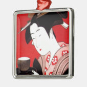 Japanse Lady Tea Serving Ceremony Art Print Metalen Ornament (Links)