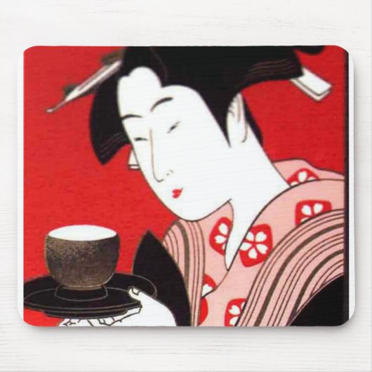 Japanse Lady Tea Serving Ceremony Art Print Muismat (Voorkant)