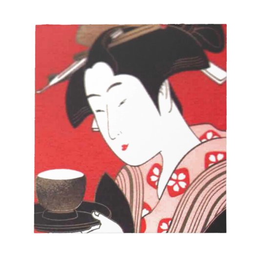 Japanse Lady Tea Serving Ceremony Art Print Notitieblok (Voorkant)