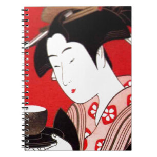 Japanse Lady Tea Serving Ceremony Art Print Notitieboek