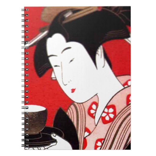 Japanse Lady Tea Serving Ceremony Art Print Notitieboek (Voorkant)