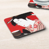 Japanse Lady Tea Serving Ceremony Art Print Onderzetter (Linkerzijde)