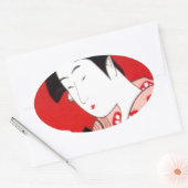 Japanse Lady Tea Serving Ceremony Art Print Ovale Sticker (Envelop)