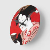 Japanse Lady Tea Serving Ceremony Art Print Ronde Klok (Hoek)