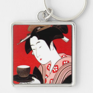 Japanse Lady Tea Serving Ceremony Art Print Sleutelhanger