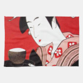 Japanse Lady Tea Serving Ceremony Art Print Theedoek (Horizontaal)