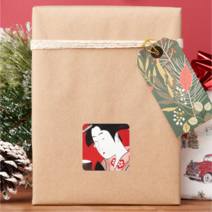 Japanse Lady Tea Serving Ceremony Art Print Vierkante Sticker