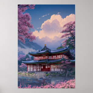 Japanse Lakeside Haven Poster