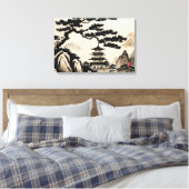 Japanse landschap inkt schildering canvas afdruk (Insitu (Slaapkamer))