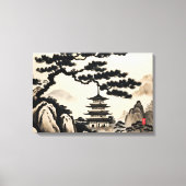 Japanse landschap inkt schildering canvas afdruk (Voorkant)